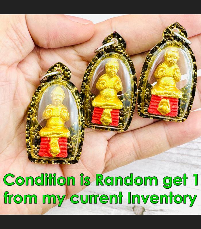 Guman Graveyard Clay Boy Gambling Money Lotto Win Yam Be2557 Thai Amulet #15854